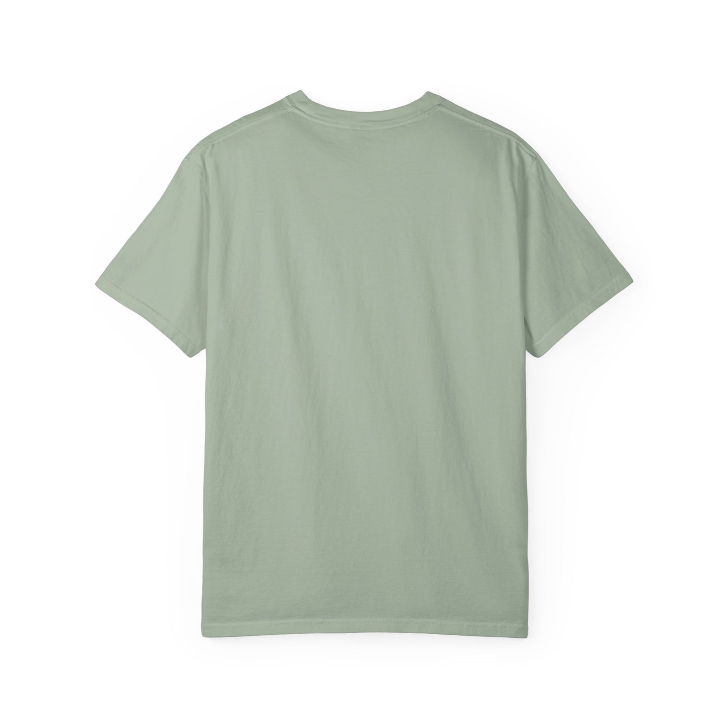 Back view of the Rancher T-Shirt in a soft green color, showcasing its comfortable and relaxed fit.