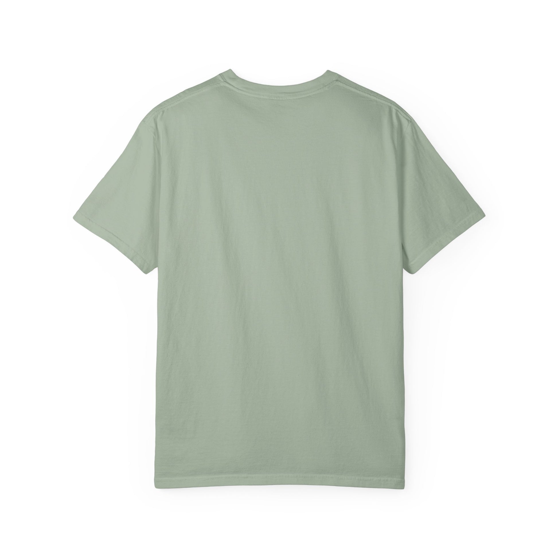 Back view of the Rancher T-Shirt in a soft green color, showcasing its comfortable and relaxed fit.