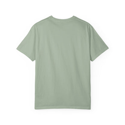Back view of the Rancher T-Shirt in a soft green color, showcasing its comfortable and relaxed fit.