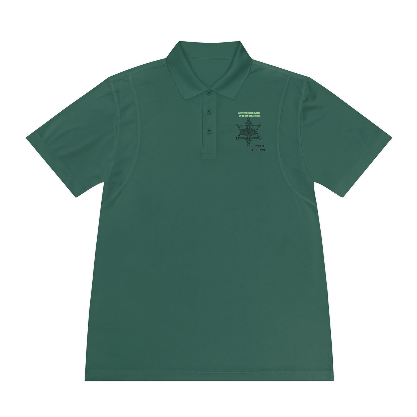 Personalize Sport Polo Shirt in green, designed for ranch hands with moisture-wicking fabric and a clean lapel collar.