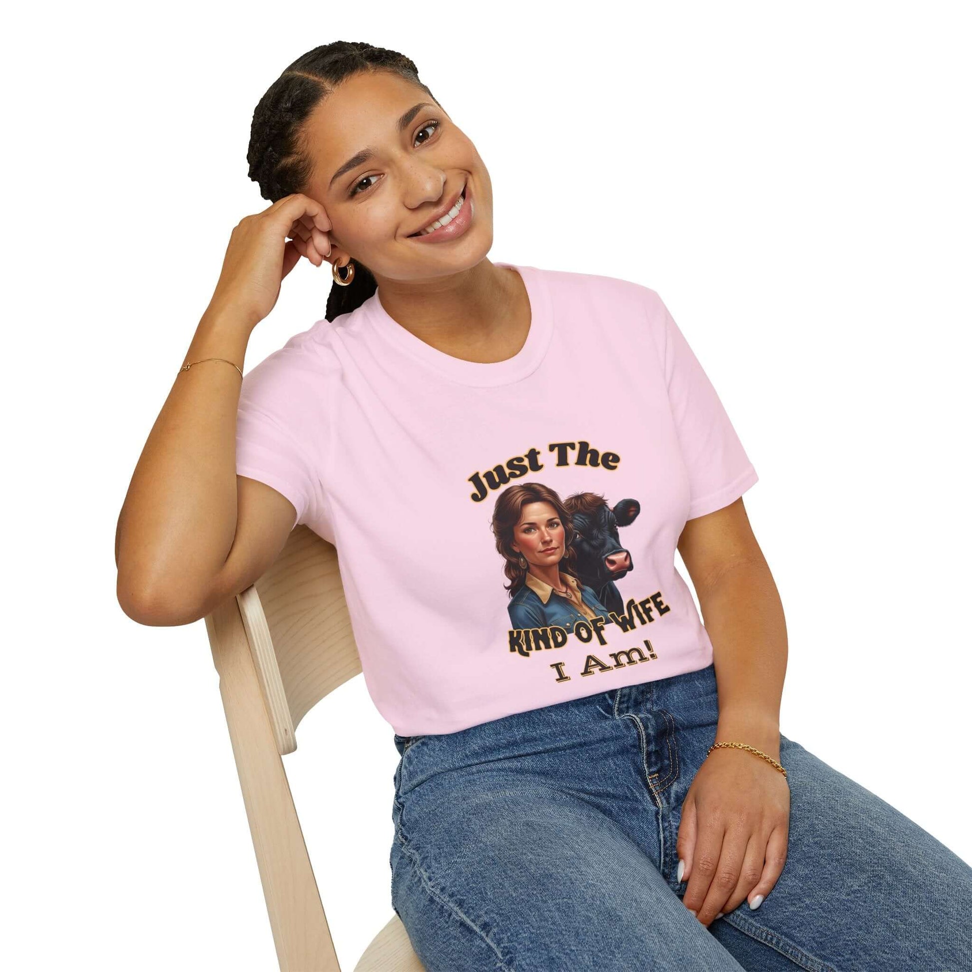 Farmers Wife Apparel, "Just The Kind of Wife I Am, Funny Farm Wife Tee, Pink