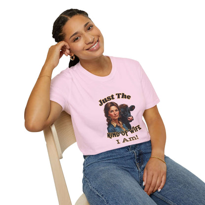 Farmers Wife Apparel, "Just The Kind of Wife I Am, Funny Farm Wife Tee, Pink