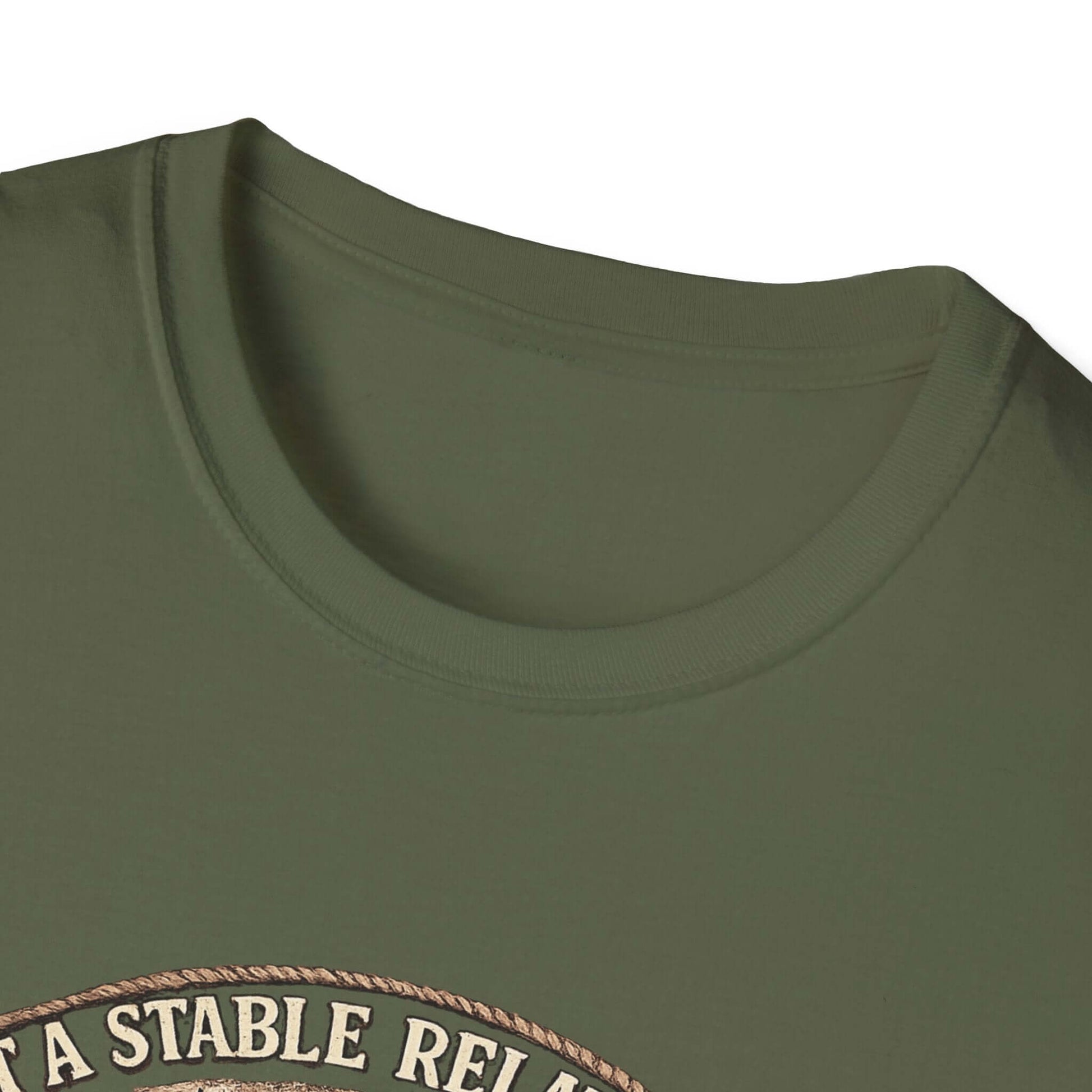 Get a Horse T-Shirt collar detail with barnyard humor and sassy design for cowgirls.