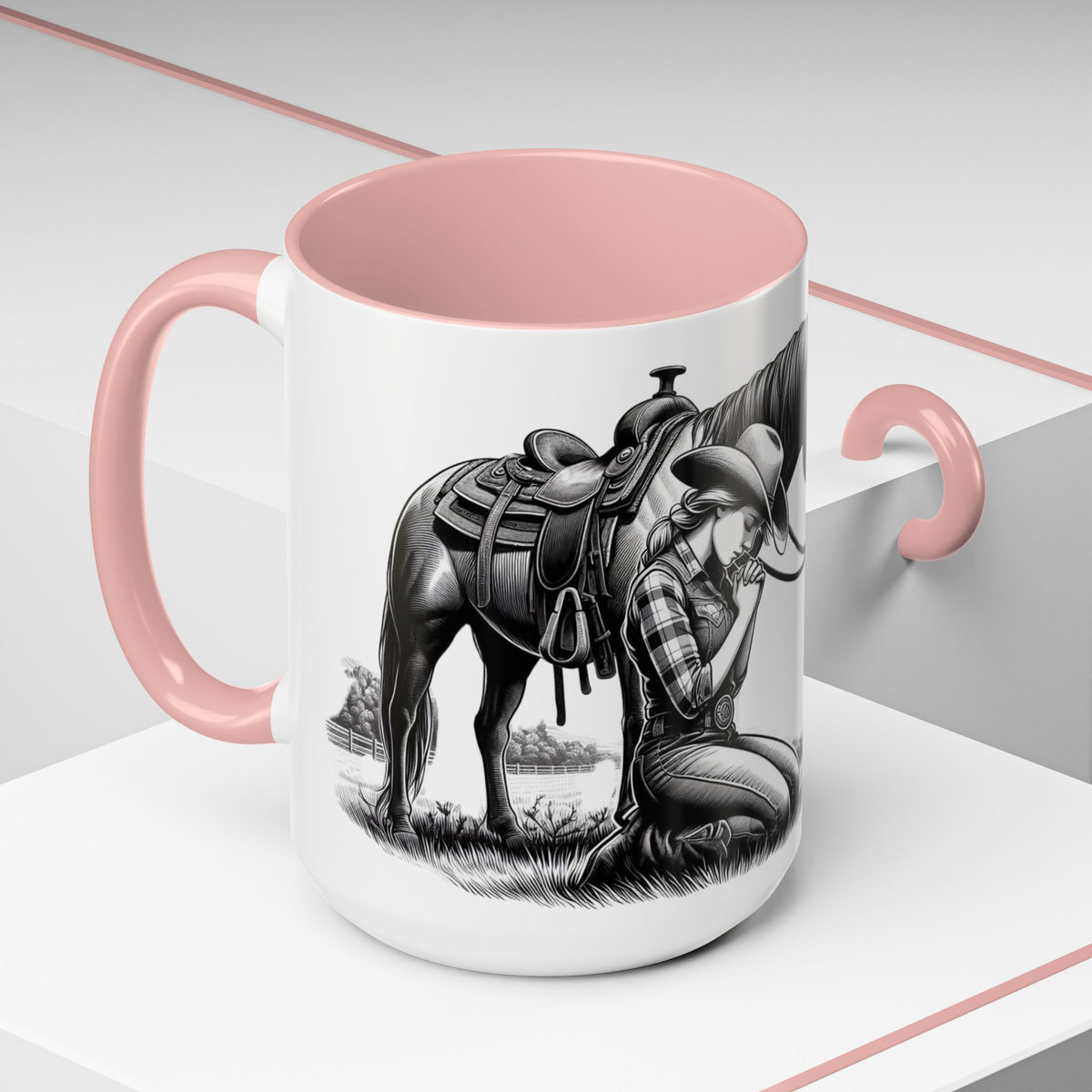 Praying Cowgirl Inspirational Coffee Mug, Horse Lover Cups
