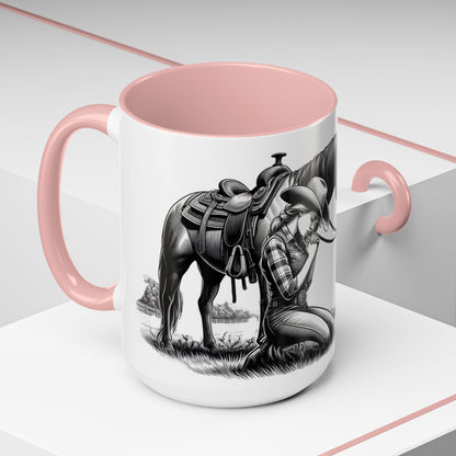 Praying Cowgirl Inspirational Coffee Mug, Horse Lover Cups