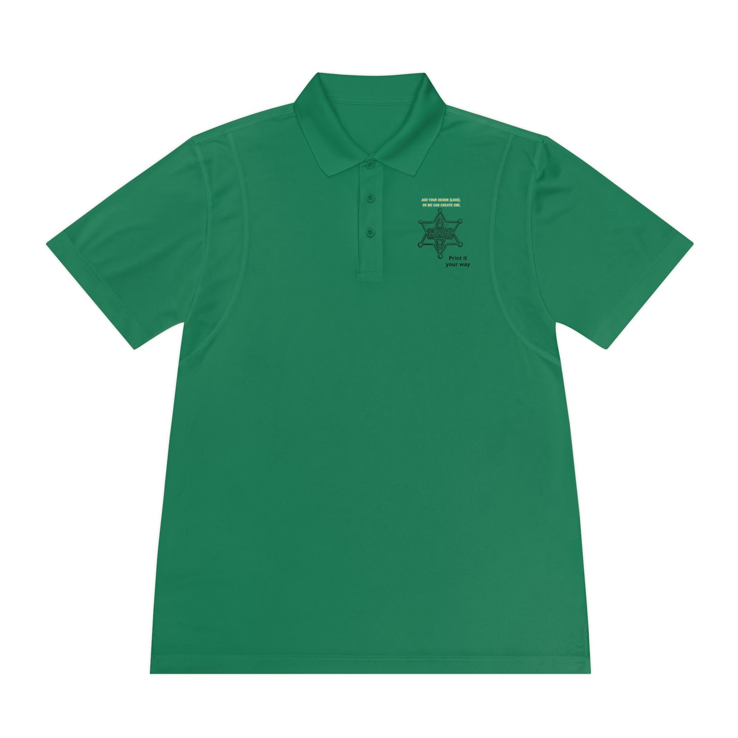 Personalize Sport Polo Shirt in green, lightweight and moisture-wicking for ranch hands.