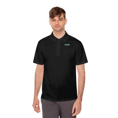 Personalize Sport Polo Shirt worn by a man in black, showcasing a sleek design perfect for ranch hands.