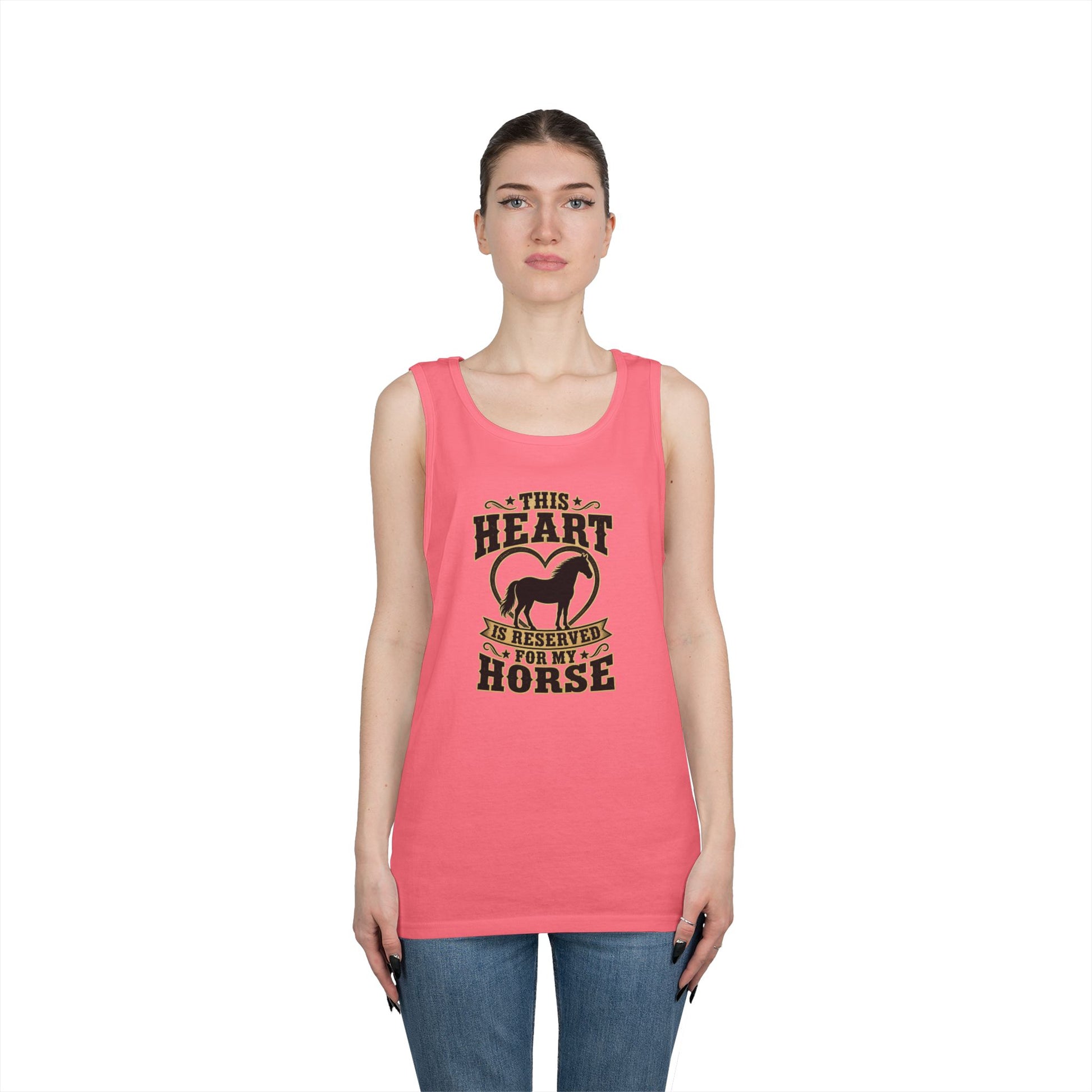Horse Lover Tank Top featuring 'This Heart is Reserved for My Horse' graphic, perfect for country gifts.