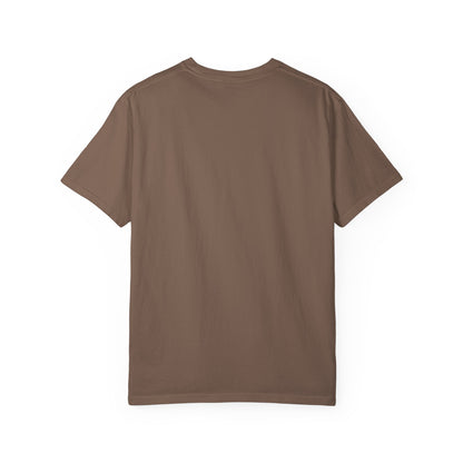 Back view of the Rancher T-Shirt in brown, showcasing its unisex design and garment-dyed finish.