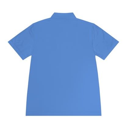 Back view of a Personalize Sport Polo Shirt in blue color, designed for comfort and performance.