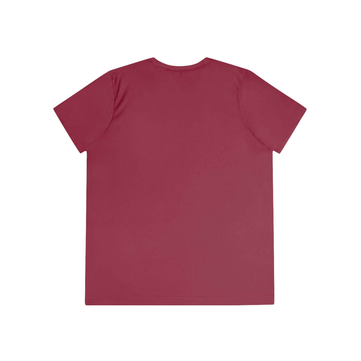 Back view of Cowgirl Ride Giddy Up Ladies Tee in a maroon color, showcasing its simple and stylish design.