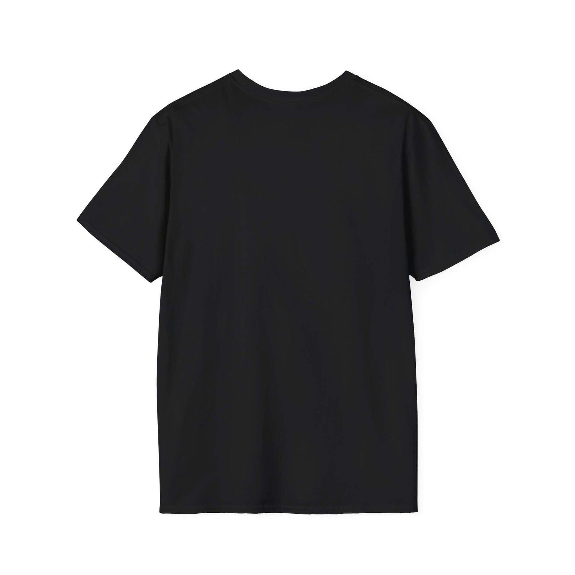 Back view of a black Working Cows Humor T-Shirt, showcasing its lightweight design and classic crewneck style.