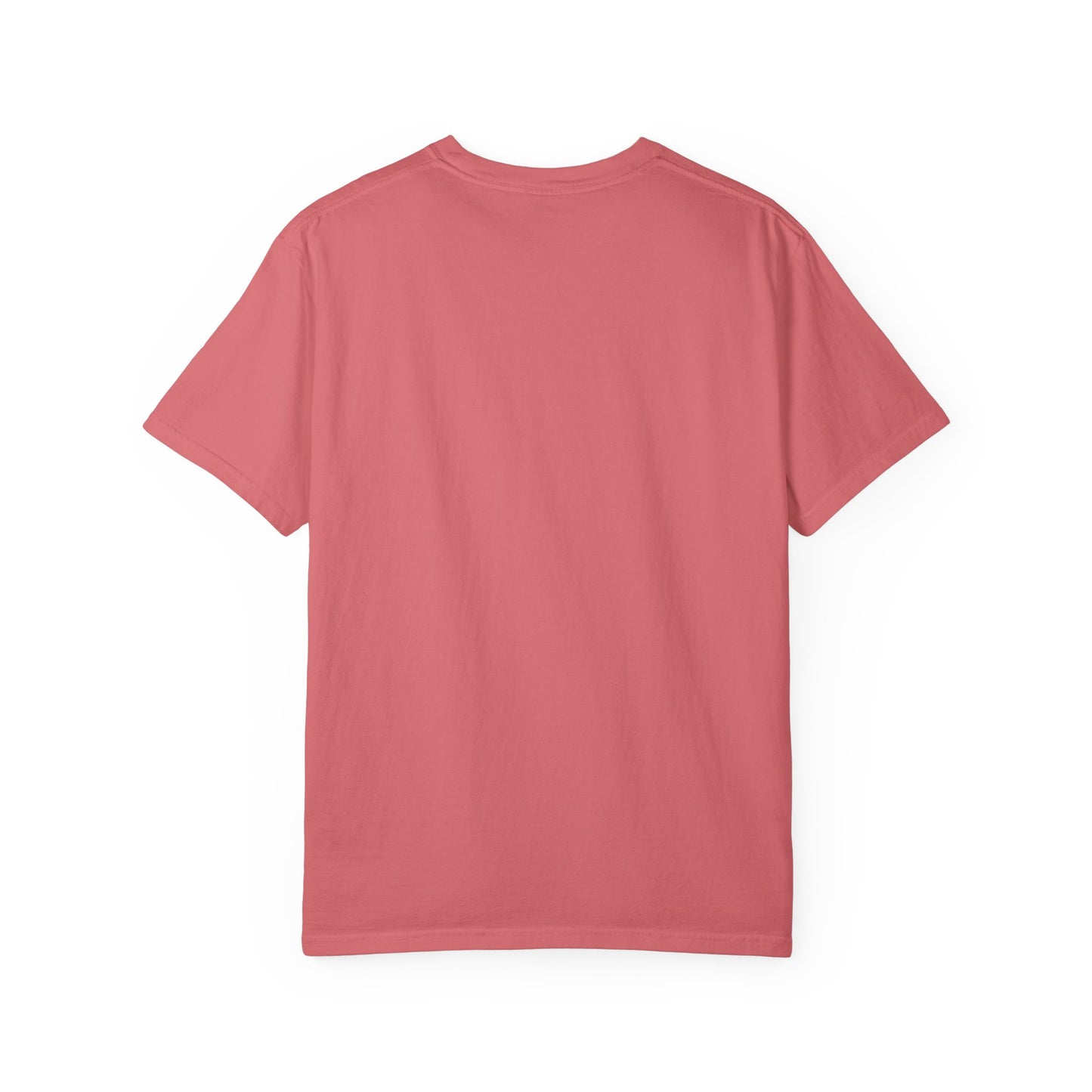 Back view of a pink Rancher T-Shirt, comfortable unisex patriotic apparel made in the USA.