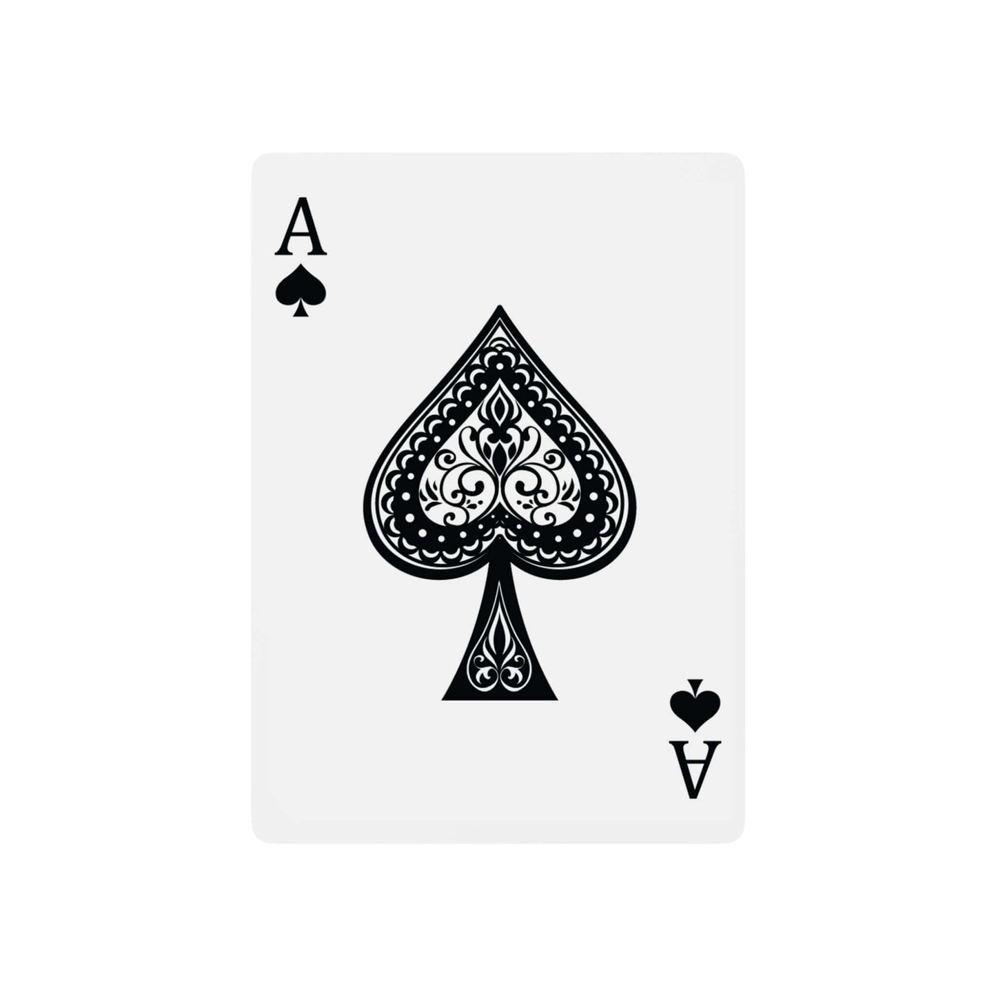 Personalized Playing Cards featuring an ornate Ace of Spades design on a white background.