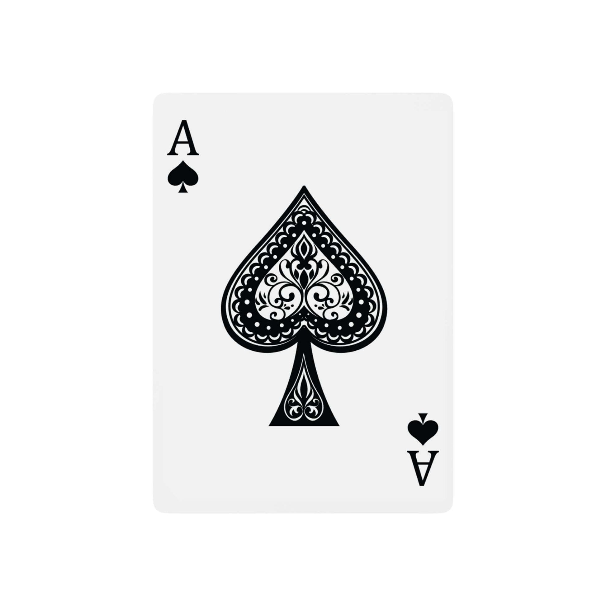Personalized Playing Cards featuring an ornate Ace of Spades design on a white background.