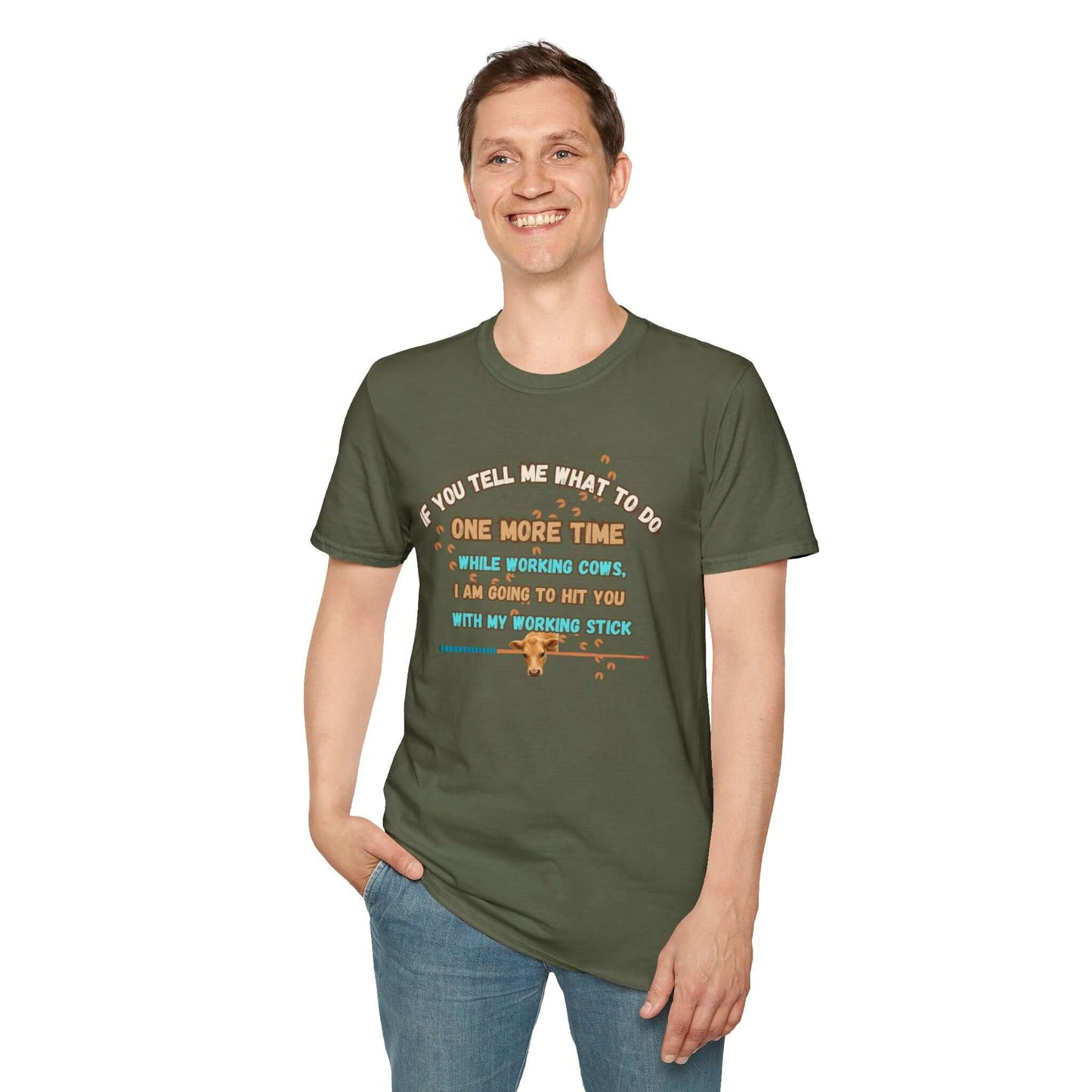 Working Cows Humor T-Shirt featuring a humorous quote about working cows, perfect for farmers and ranchers.