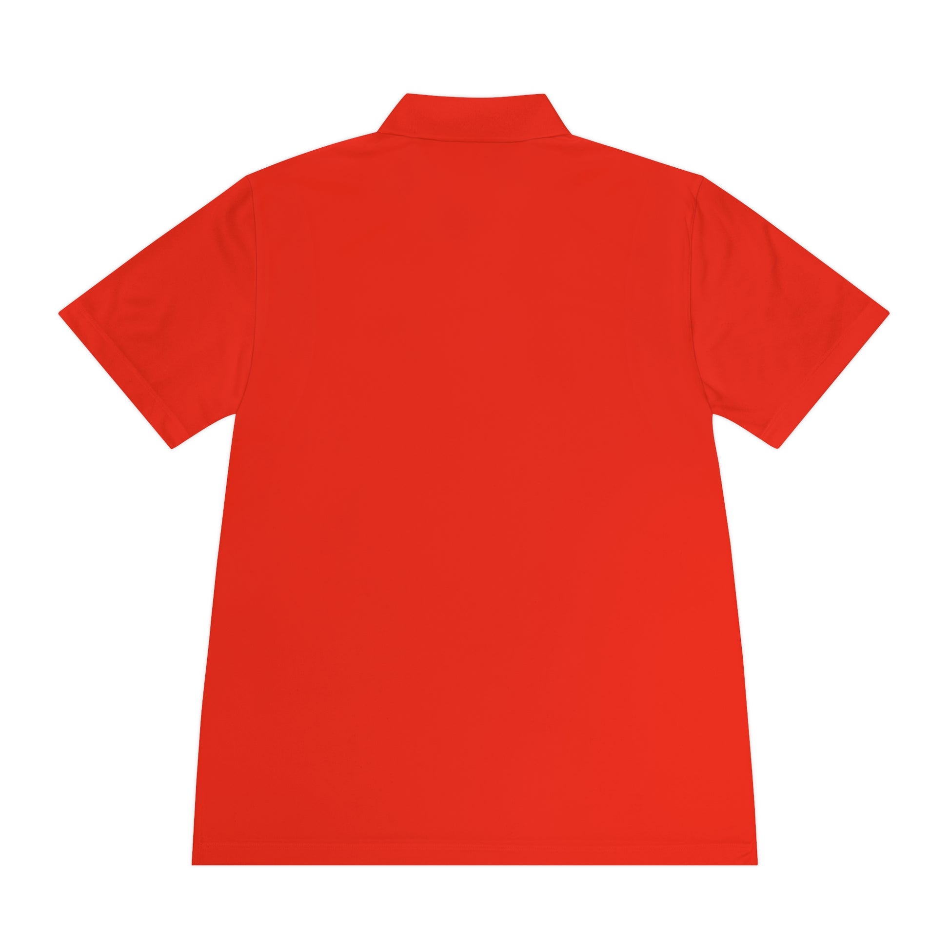 Back view of a red Personalize Sport Polo Shirt for men, featuring a crisp lapel collar and short sleeves.