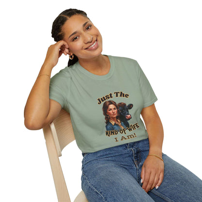 Farmers Wife Apparel, "Just The Kind of Wife I Am, Funny Farm Wife Tee, Green