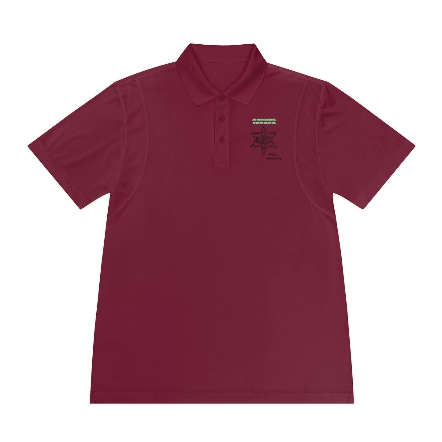 Personalize Sport Polo Shirt in maroon color with logo, designed for ranch work and casual wear.