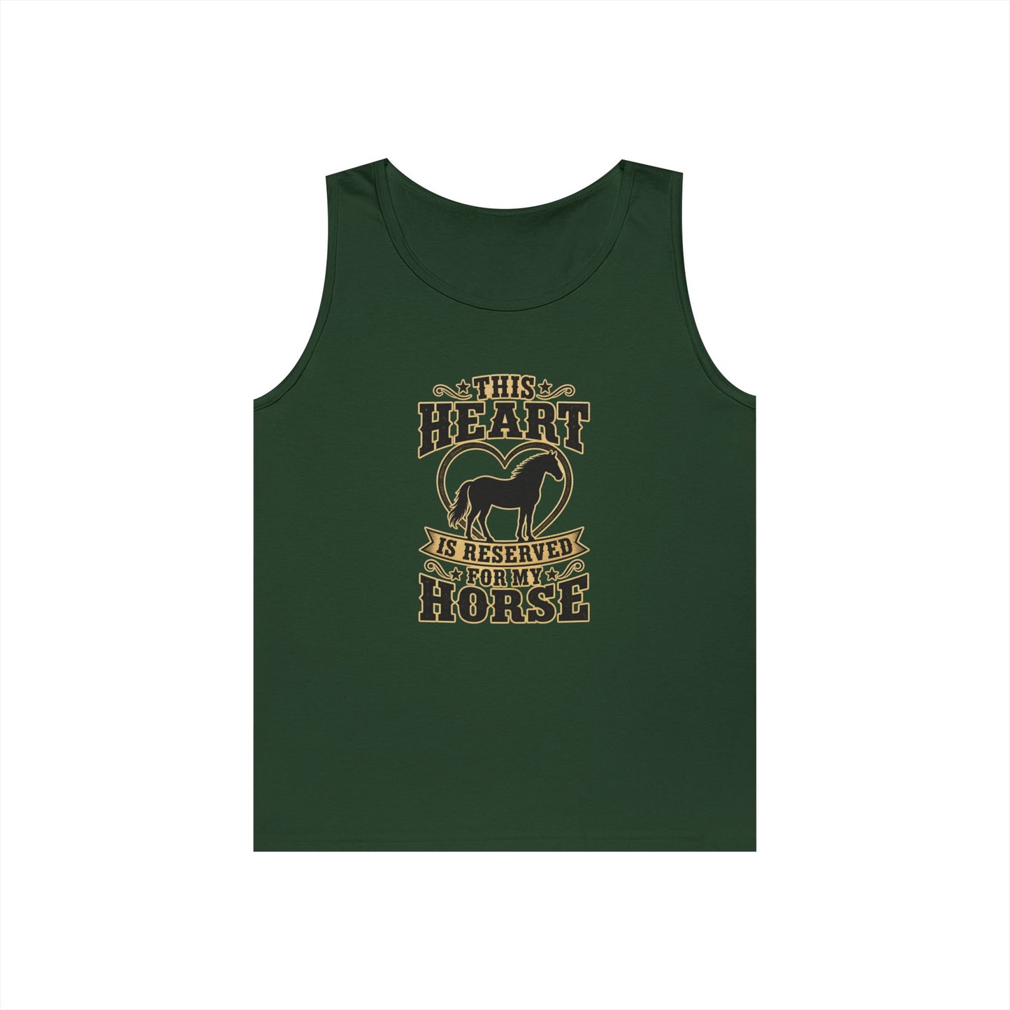 Horse Lover Tank Top featuring the phrase 'This Heart is Reserved for My Horse' with horse silhouette.