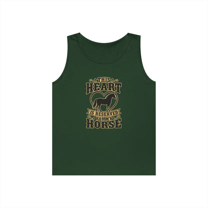 Horse Lover Tank Top featuring the phrase 'This Heart is Reserved for My Horse' with horse silhouette.