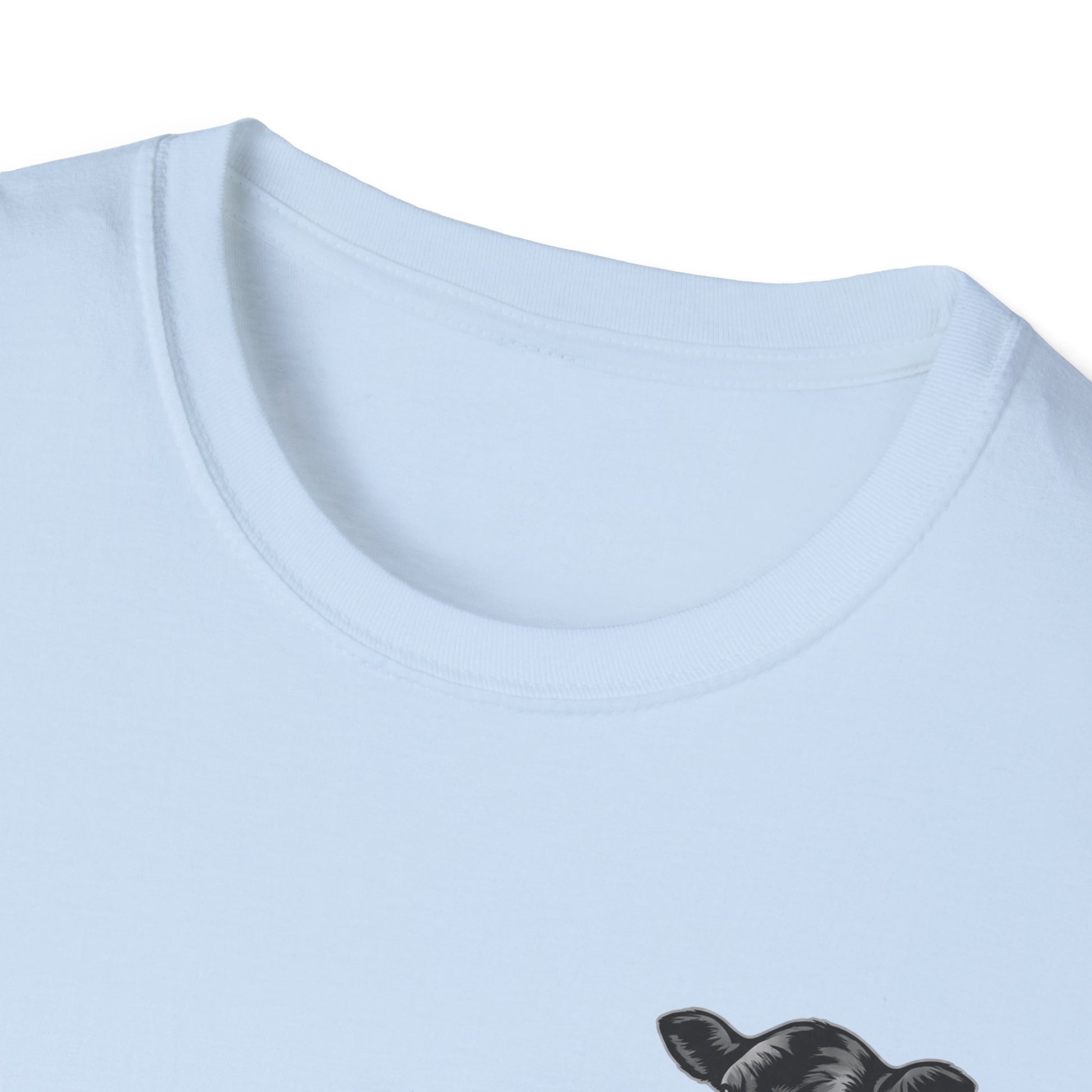 Farm Life T-Shirt close-up view of soft cotton crewneck with hand-drawn chest graphic for rancher apparel.