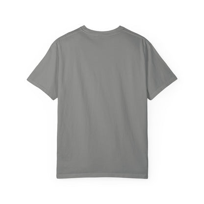 Back view of the Rancher T-Shirt in gray, showcasing its unisex design and garment-dyed finish.