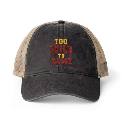 Women's Washed Mesh Hat Cowgirl Chic Ball Cap, Too Wild to Tame Hat