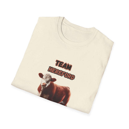 Hereford T-Shirt neckline detail, soft cotton fabric with 'TEAM HEREFORD' lettering displayed.