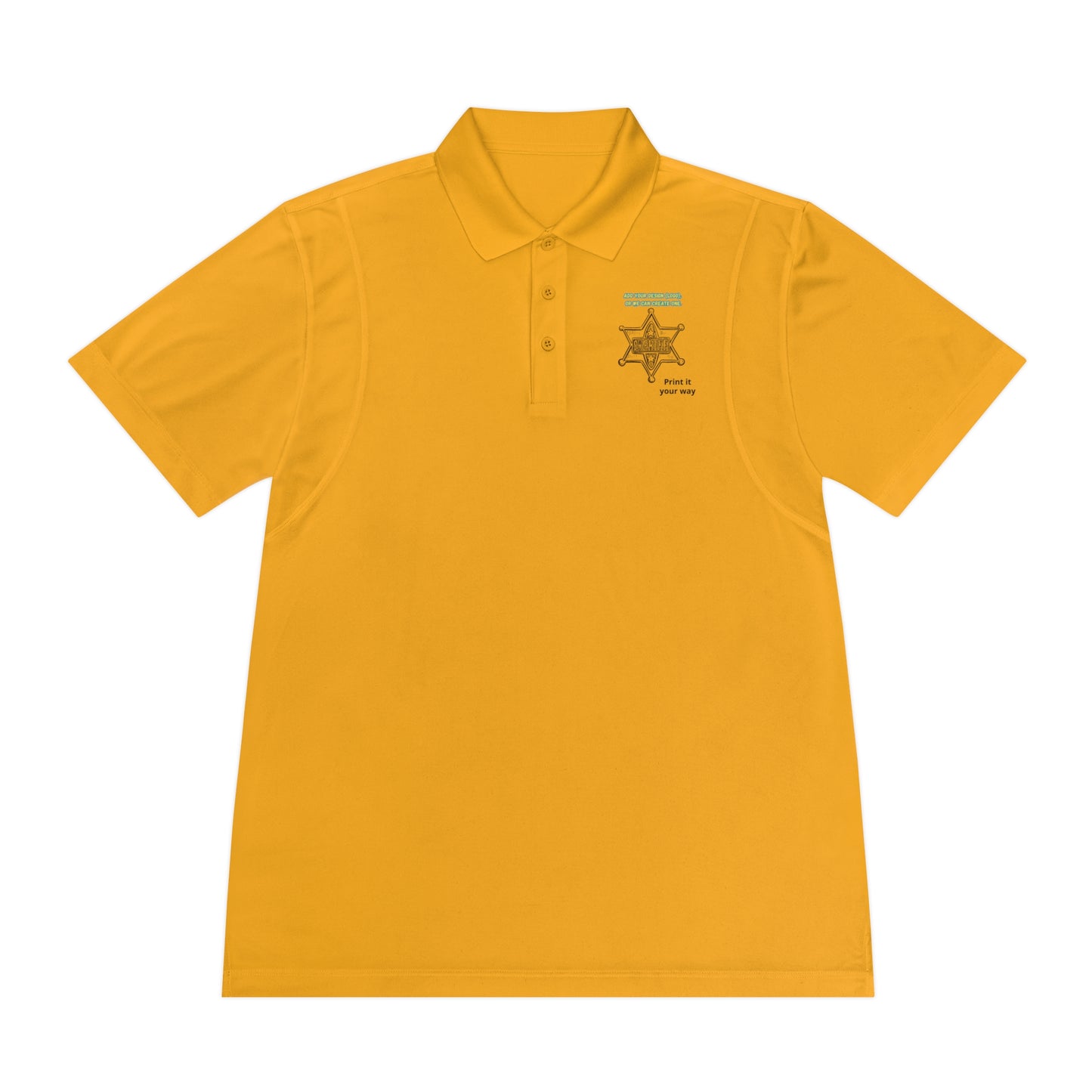 Personalize Sport Polo Shirt in vibrant yellow color with crisp lapel collar and three-button placket.