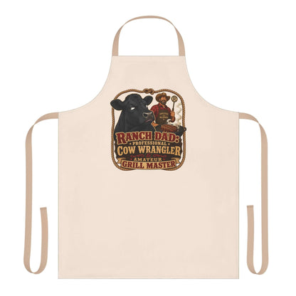 Ranch Dad Apron with vintage ranch-style graphic featuring a sassy cow and grill master design.