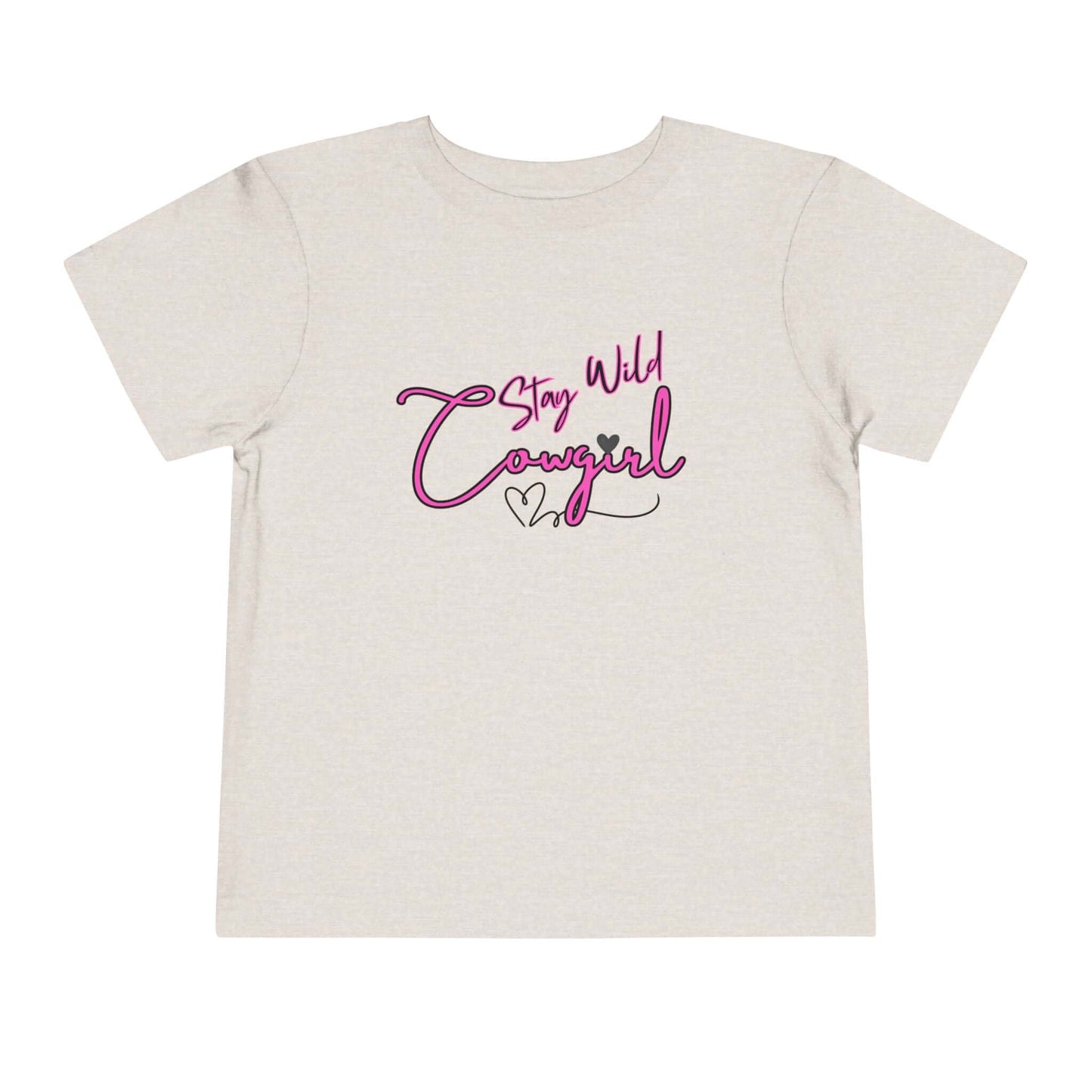 Toddler Cowgirl Tee with playful 'Stay Wild Cowgirl' design on soft lightweight fabric.
