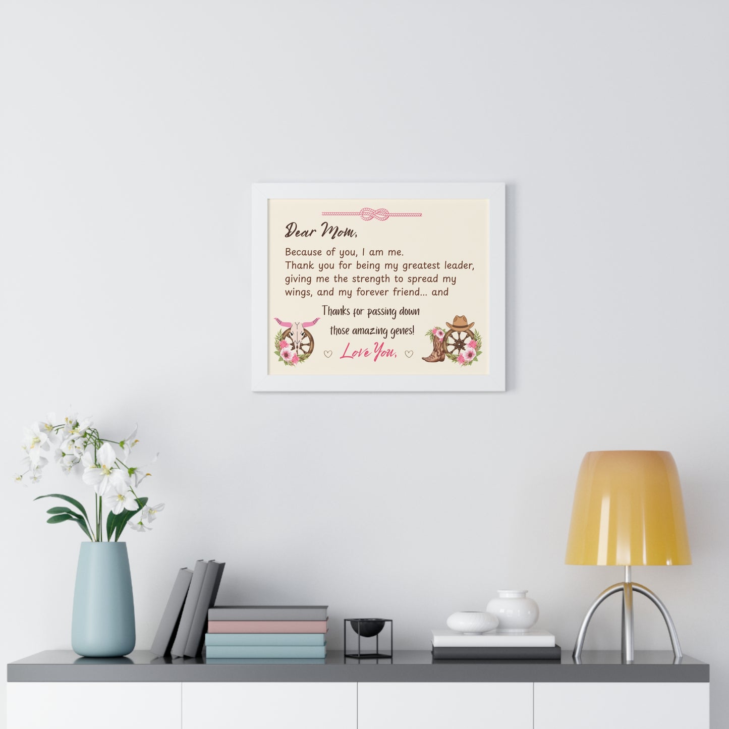 Mother's Day Heart Felt Poster Gift showcasing a sentimental message for Mom in a stylish home setting.