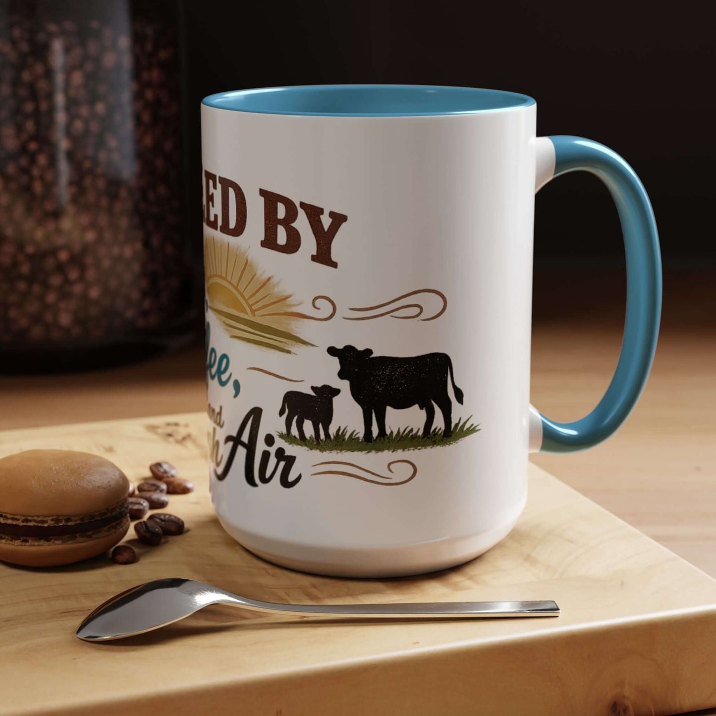 Cow Lovers Mug featuring playful lettering and cow illustrations, perfect for farm lovers.