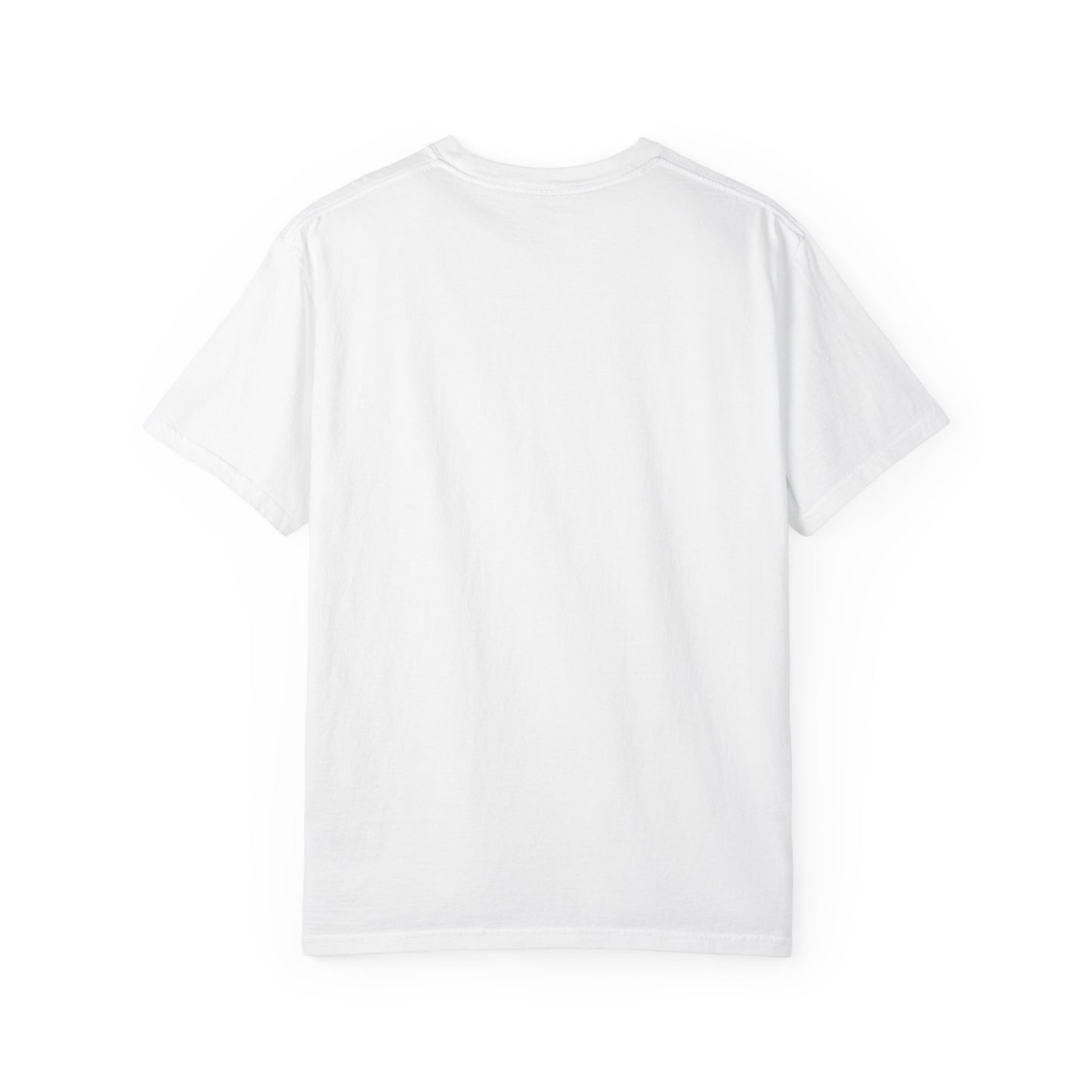 Back view of a plain white Rancher T-Shirt, Made in the USA.