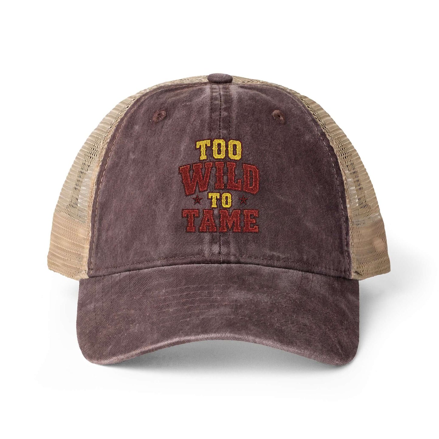 Women's Washed Mesh Hat Cowgirl Chic Ball Cap, Too Wild to Tame Hat