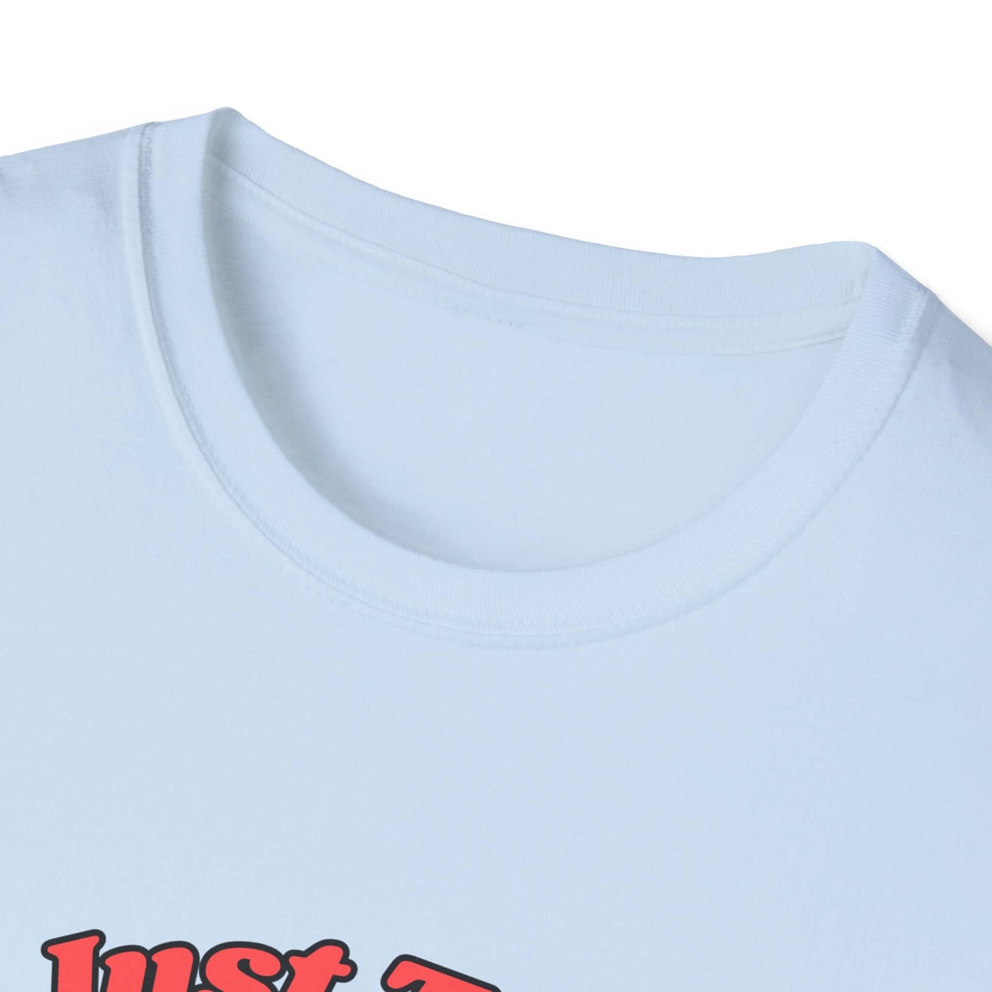 Funny Farm Wife Shirt showing the neckline detail of a soft-style tee with humorous graphic design.