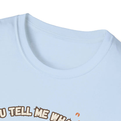 Close-up of the collar and print design on a Working Cows Humor T-Shirt, showcasing farm-themed humor.