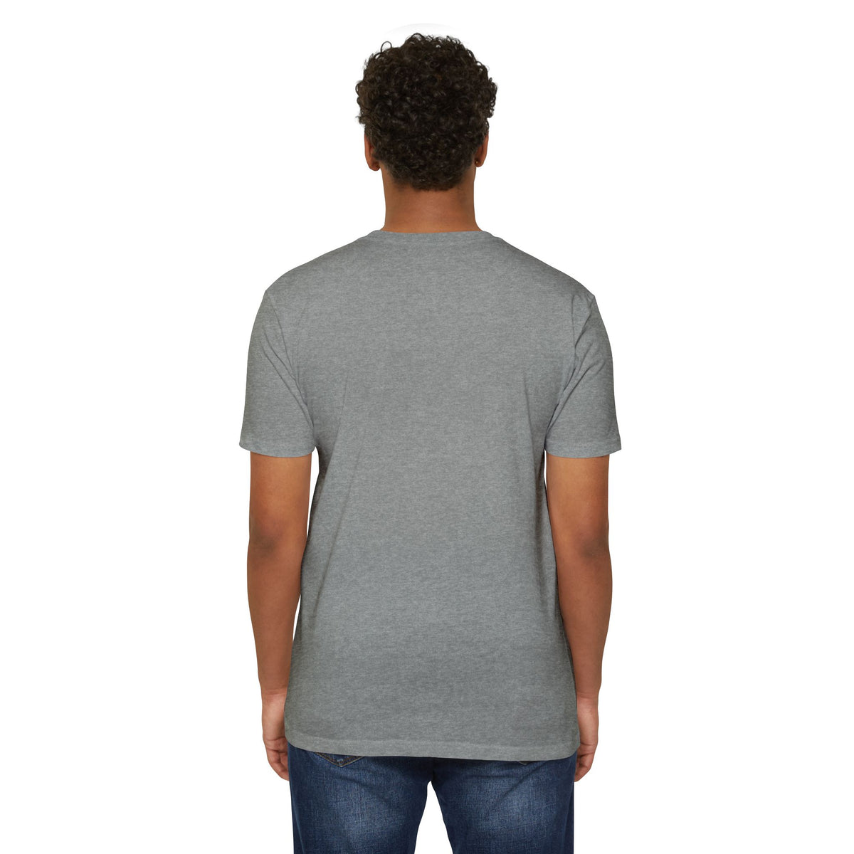 Back view of a man wearing a gray I Like It When You Are Nice to Me T-Shirt.