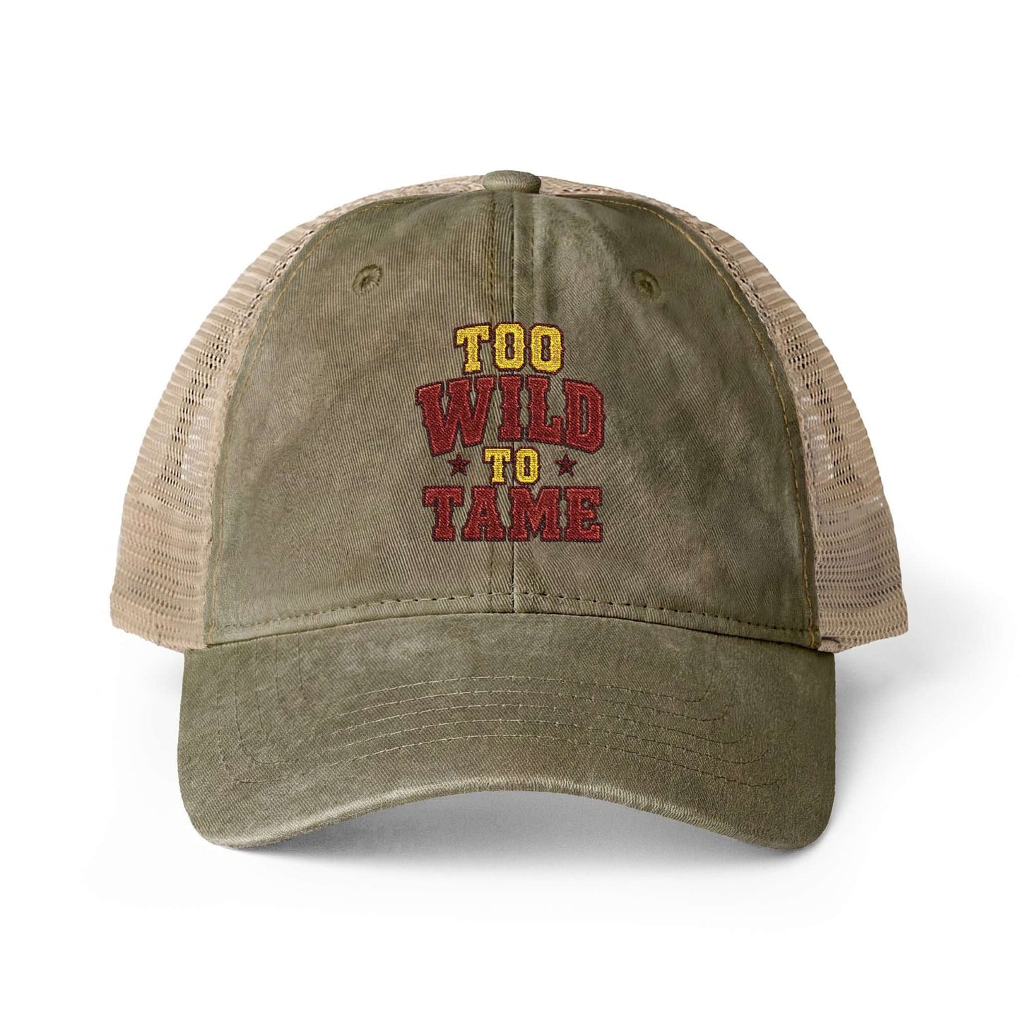 Women's Washed Mesh Hat Cowgirl Chic Ball Cap, Too Wild to Tame Hat