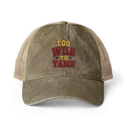 Women's Washed Mesh Hat Cowgirl Chic Ball Cap, Too Wild to Tame Hat