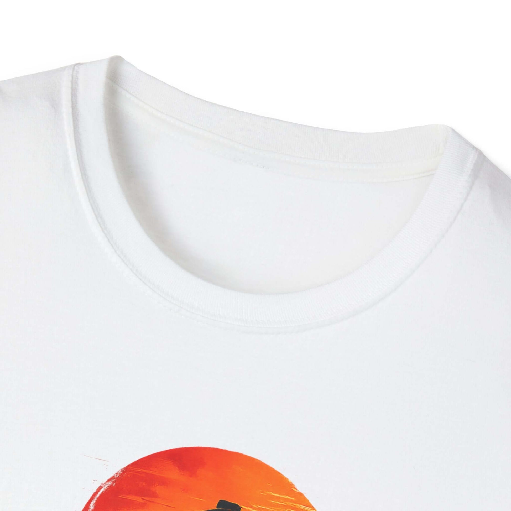 Close-up of the neckline of the Long Live the Cowboy, Western Horse T-Shirt for Men.