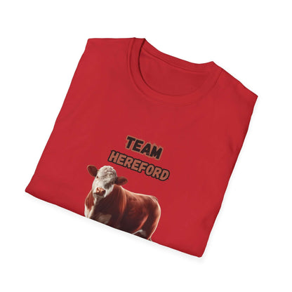 Hereford T-Shirt neckline detail, soft cotton fabric with 'TEAM HEREFORD' lettering displayed.