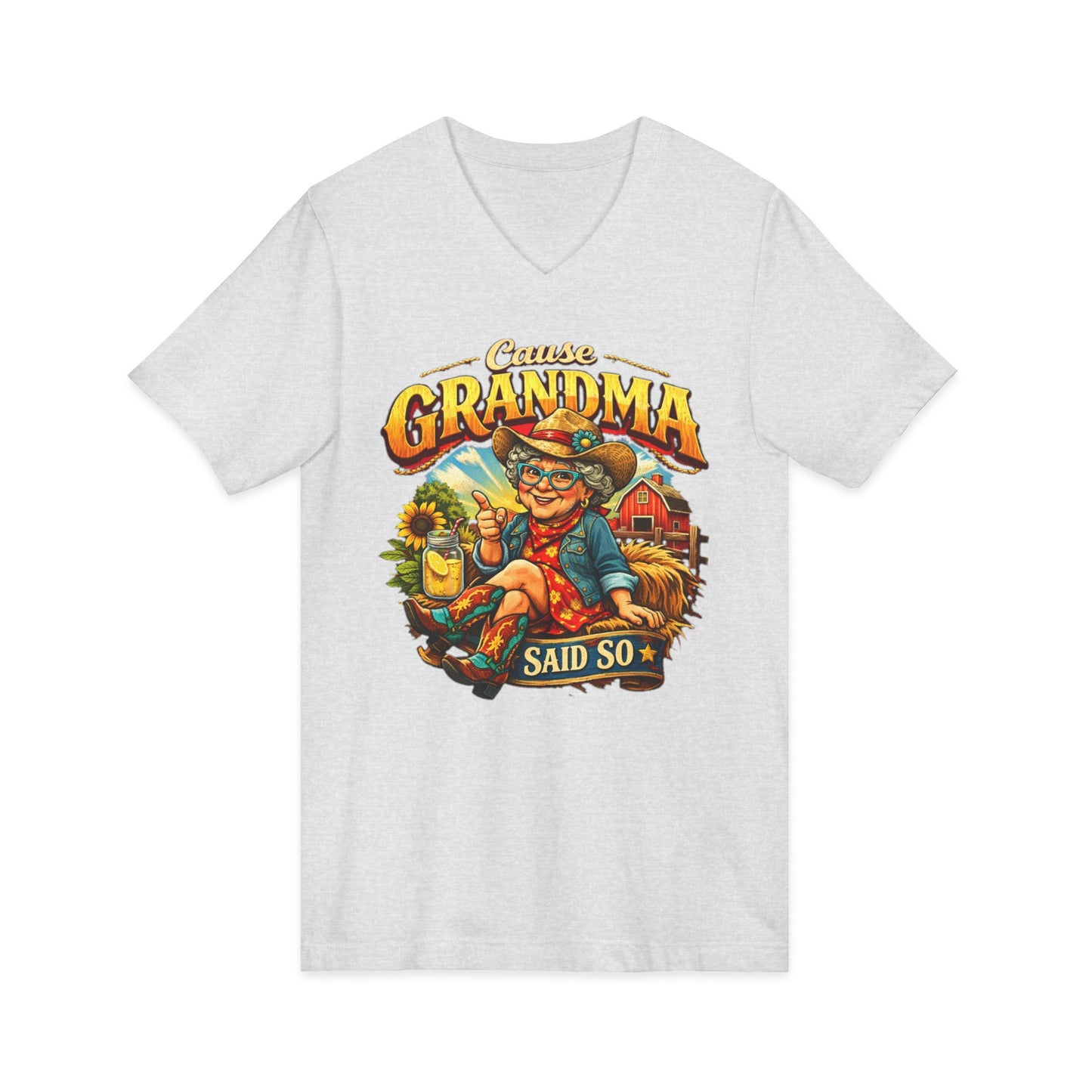 Grandma T-Shirt featuring a funny design with a playful grandma saying 'Cause Grandma Said So'