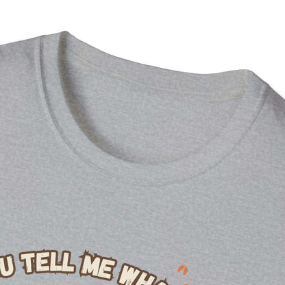 Working Cows Humor T-Shirt, gray fabric close-up showing crewneck and humorous text design.
