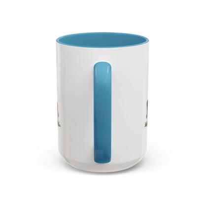 Cow Lovers Mug with blue handle and interior, perfect for coffee lovers and farm enthusiasts.
