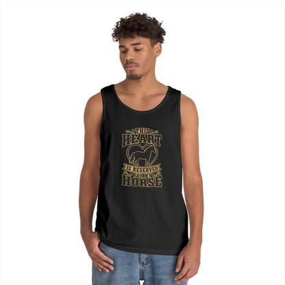 Horse Lover Tank Top featuring the phrase 'This Heart is Reserved for My Horse' and a horse silhouette.