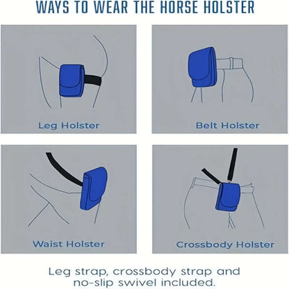 Ways to wear the Cell Phone Holster with options for leg, belt, waist, and crossbody styles.
