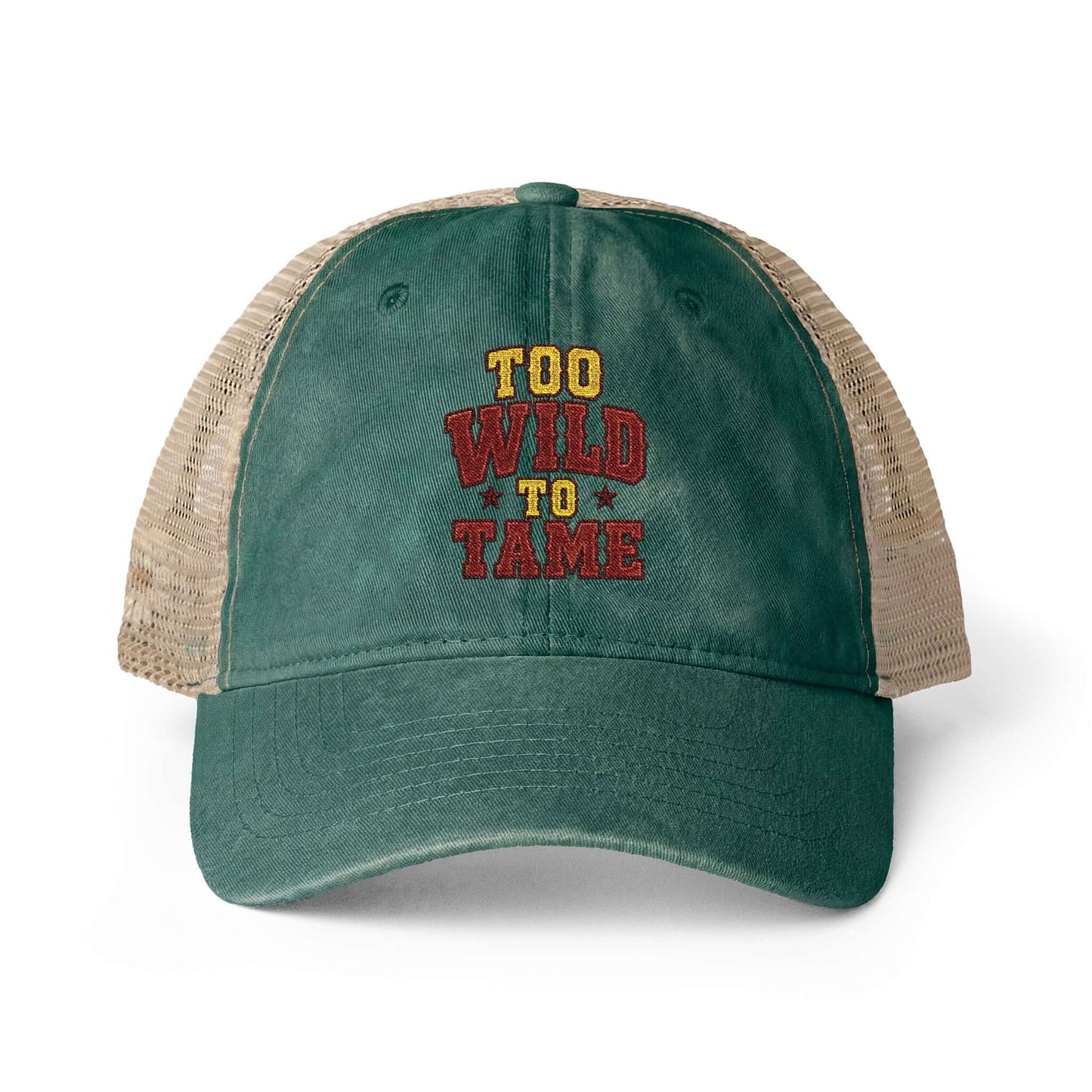 Women's Washed Mesh Hat Cowgirl Chic Ball Cap, Too Wild to Tame Hat