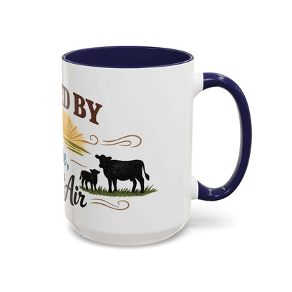 Cow Lovers Mug with sunrise design, ceramic cup for coffee lovers who appreciate country life.